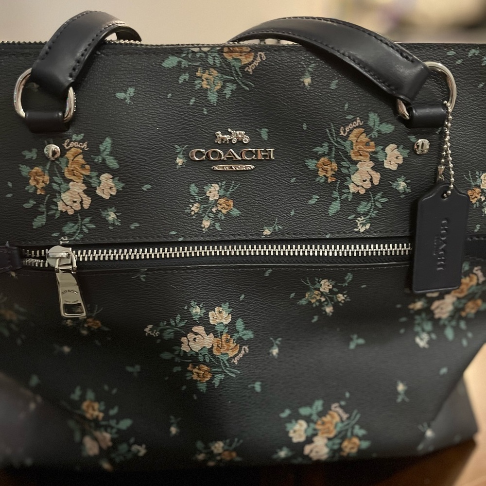 Light black Coach zip up tote